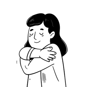 Woman hugging herself with closed eyes