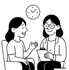 Psychiatrist taking notes while a patient talks