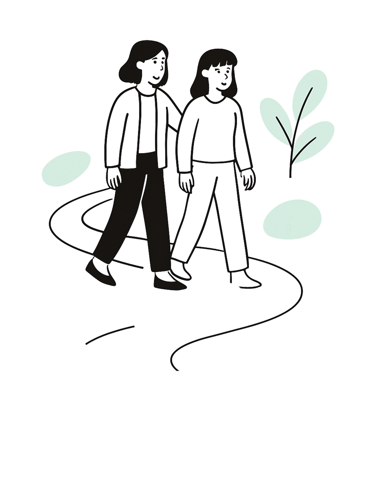 Two women walking