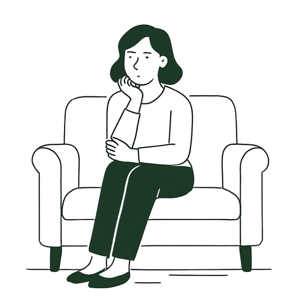 Woman sitting on a sofa